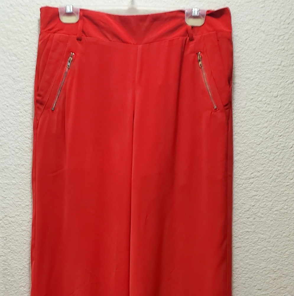 Wide leg zipper pocket pants